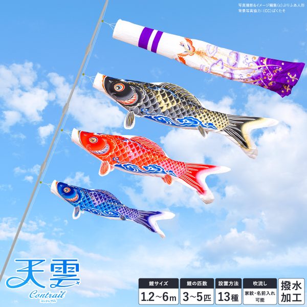 こいのぼり ベランダ 鯉のぼり 尚武 黄金錦鯉 1.2m 1.5m 2m 6点セット