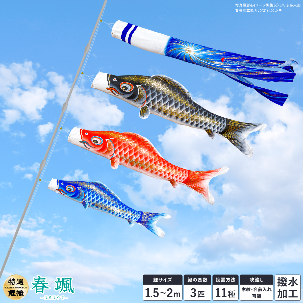 鯉のぼり ベランダ 庭 こいのぼり おしゃれ Prefer特撰 春颯 はる 